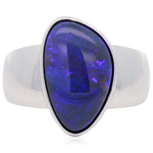 Sterling Silver Blue Purple Black Opal Men's Ring