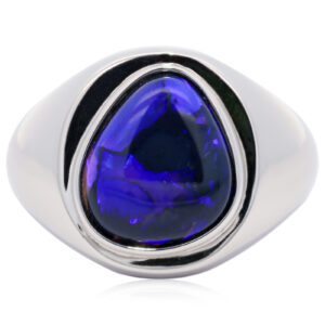 Sterling Silver Blue Purple Black Opal Men's Ring