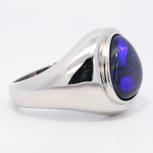 Sterling Silver Blue Purple Black Opal Men's Ring