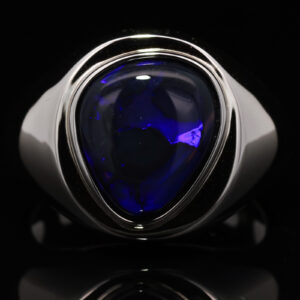 Sterling Silver Blue Purple Black Opal Men's Ring