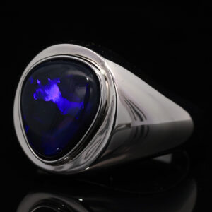 Sterling Silver Blue Purple Black Opal Men's Ring