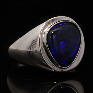 Sterling Silver Blue Purple Black Opal Men's Ring
