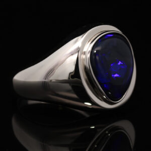 Sterling Silver Blue Purple Black Opal Men's Ring