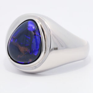 Sterling Silver Blue Purple Black Opal Men's Ring