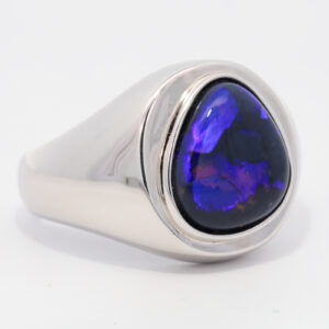 Sterling Silver Blue Purple Black Opal Men's Ring