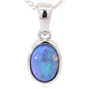 Sterling Silver Blue Green Purple Black Opal Pendant