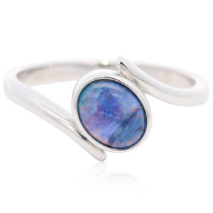 Sterling Silver Blue Green Purple Black Opal Ring