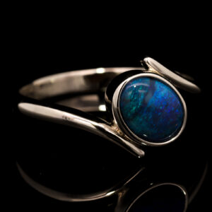 Sterling Silver Blue Green Purple Black Opal Ring