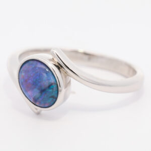 Sterling Silver Blue Green Purple Black Opal Ring