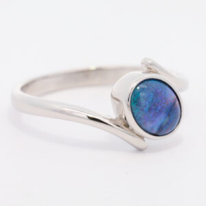 Sterling Silver Blue Green Purple Black Opal Ring