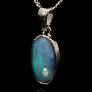 Sterling Silver Blue Green Black Opal Pendant