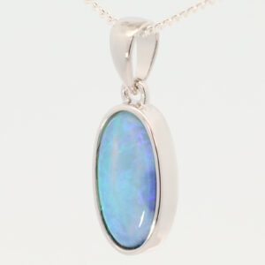 Sterling Silver Blue Green Black Opal Pendant