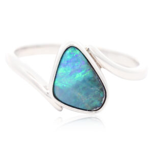 Sterling Silver Blue Green Boulder Opal Ring