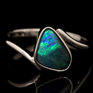 Sterling Silver Blue Green Boulder Opal Ring