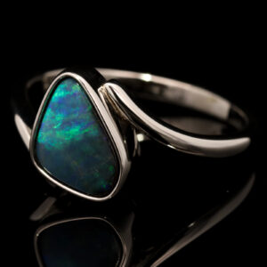 Sterling Silver Blue Green Boulder Opal Ring