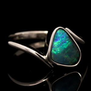 Sterling Silver Blue Green Boulder Opal Ring