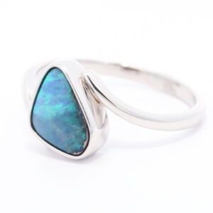 Sterling Silver Blue Green Boulder Opal Ring