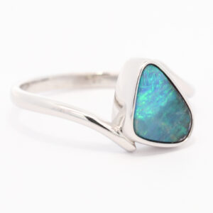 Sterling Silver Blue Green Boulder Opal Ring