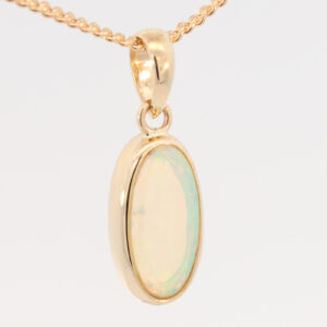 Yellow Gold Blue Green Crystal Opal Pendant