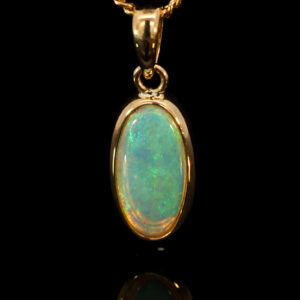 Yellow Gold Blue Green Crystal Opal Pendant