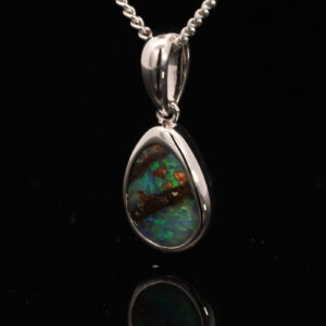 Sterling Silver Blue Green Boulder Opal Pendant