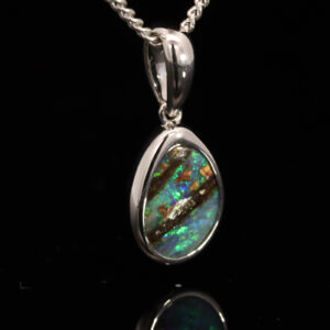Sterling Silver Blue Green Boulder Opal Pendant