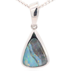 Sterling Silver Blue Green Yellow Orange Boulder Opal Pendant