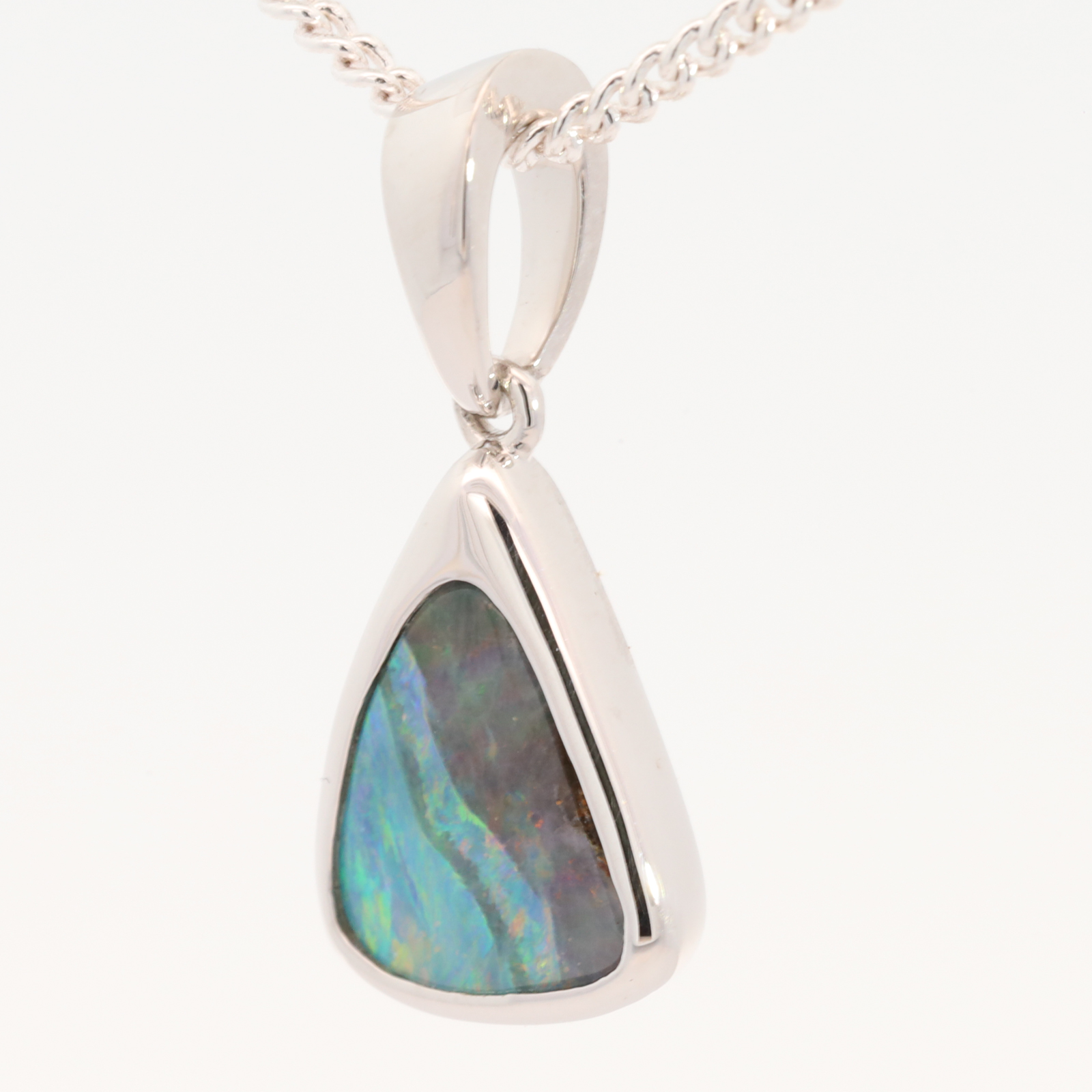 Sterling Silver Blue Green Yellow Orange Boulder Opal Pendant
