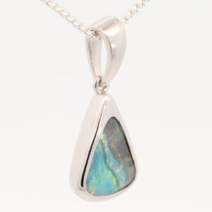 Sterling Silver Blue Green Yellow Orange Boulder Opal Pendant