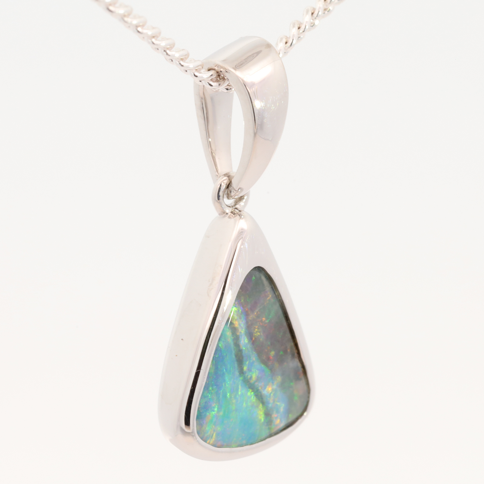Sterling Silver Blue Green Yellow Orange Boulder Opal Pendant