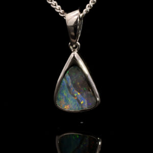 Sterling Silver Blue Green Yellow Orange Boulder Opal Pendant