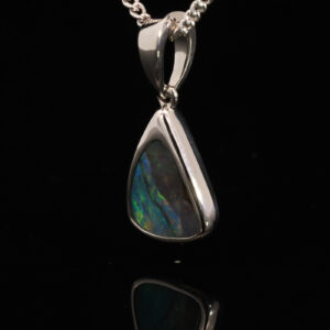 Sterling Silver Blue Green Yellow Orange Boulder Opal Pendant