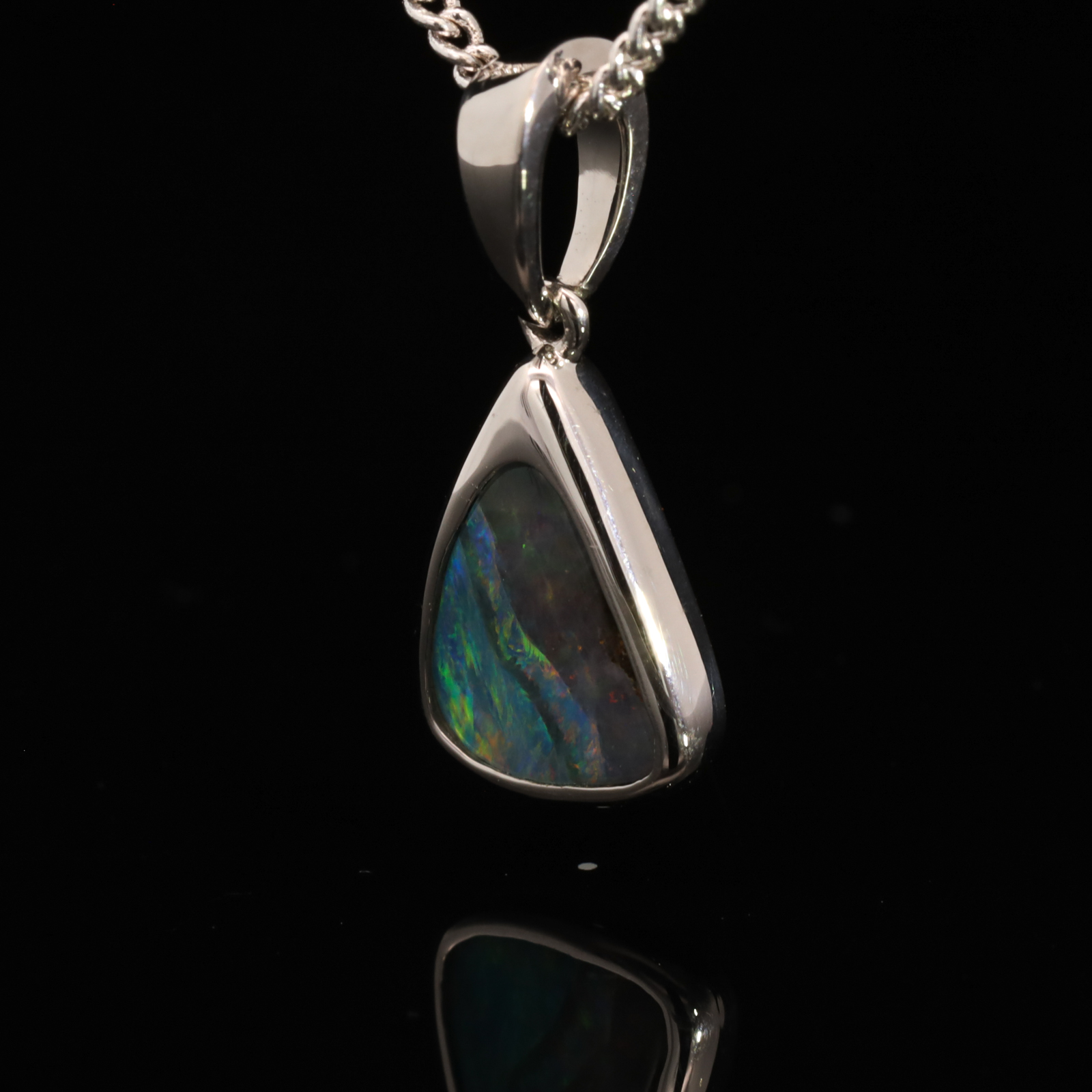 Sterling Silver Blue Green Yellow Orange Boulder Opal Pendant
