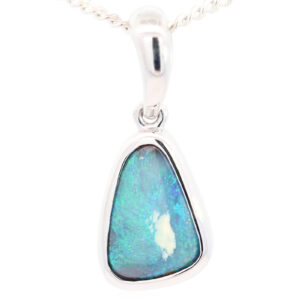 Sterling Silver Blue Green Boulder Opal Pendant