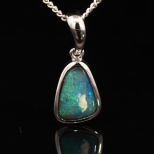 Sterling Silver Blue Green Boulder Opal Pendant