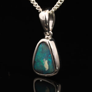 Sterling Silver Blue Green Boulder Opal Pendant