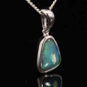 Sterling Silver Blue Green Boulder Opal Pendant