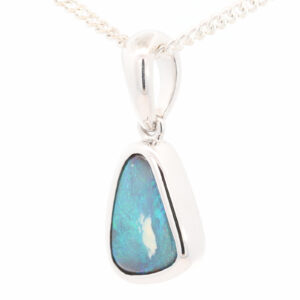 Sterling Silver Blue Green Boulder Opal Pendant