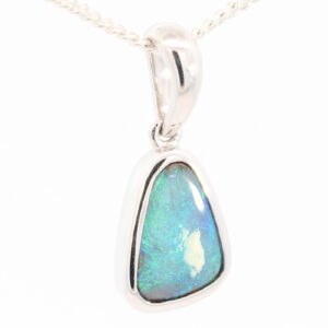 Sterling Silver Blue Green Boulder Opal Pendant