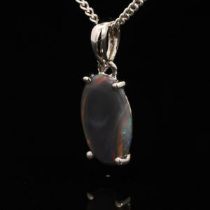 Sterling Silver Green Orange Red Black Opal Pendant