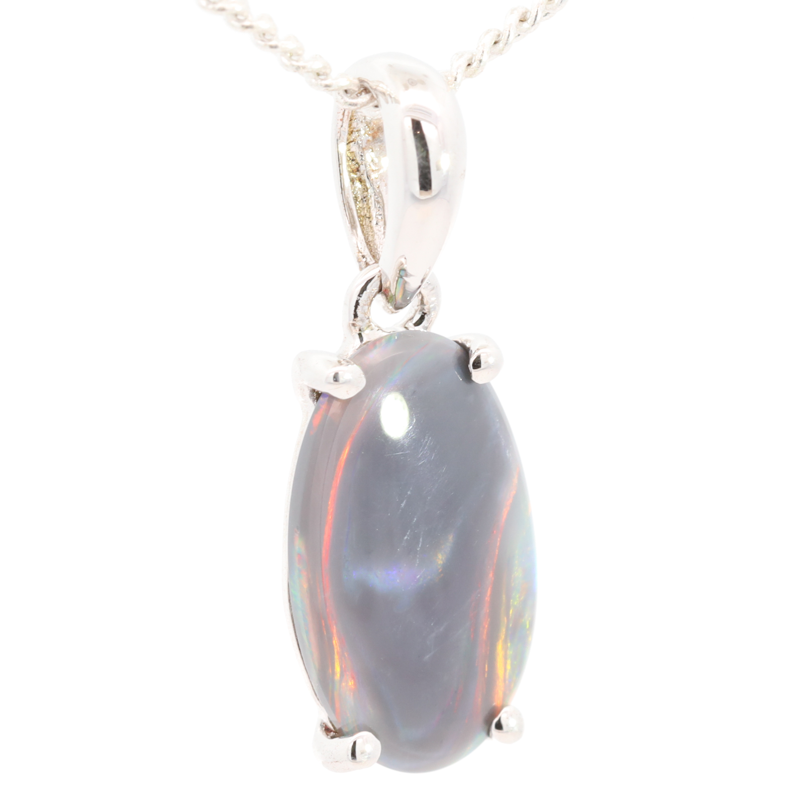 Sterling Silver Green Orange Red Black Opal Pendant