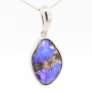 Sterling Silver Blue Purple Boulder Opal Pendant