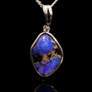 Sterling Silver Blue Purple Boulder Opal Pendant