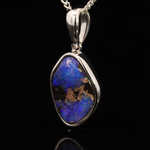 Sterling Silver Blue Purple Boulder Opal Pendant