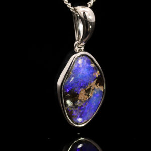 Sterling Silver Blue Purple Boulder Opal Pendant
