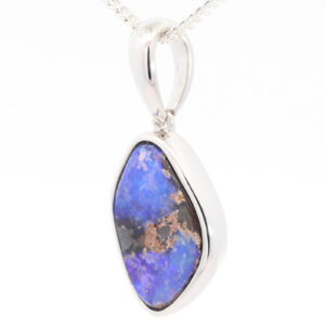 Sterling Silver Blue Purple Boulder Opal Pendant