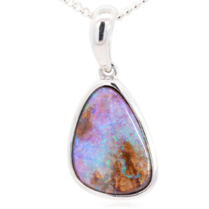 Sterling Silver Blue Green Boulder Opal Pendant
