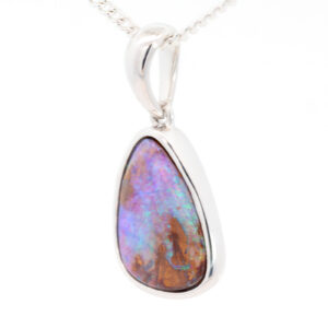 Sterling Silver Blue Green Boulder Opal Pendant
