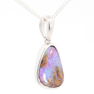 Sterling Silver Blue Green Boulder Opal Pendant