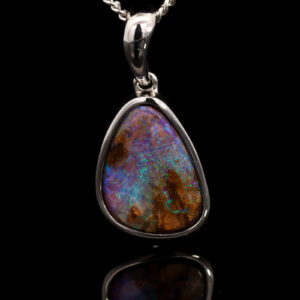 Sterling Silver Blue Green Boulder Opal Pendant